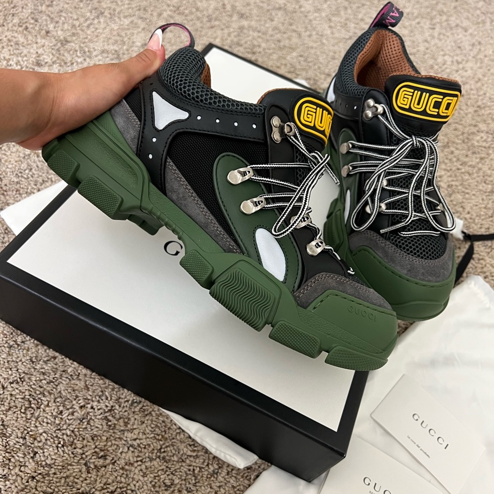 Gucci Green and Black High-Top Sneakers with Chunky Silhouette